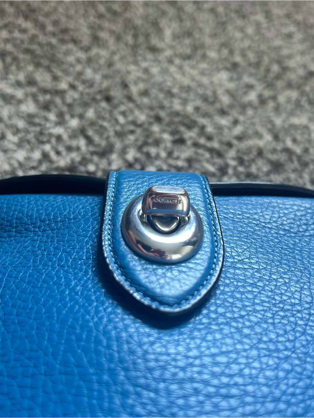 Coach Addie Crossbody, Blue Pebble Leather Turn-Lock - Picture 7 of 9